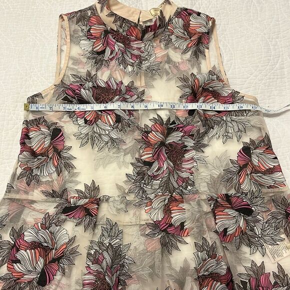 Moulinette Soeurs Anthropologie Terrace Blush Floral Sheer Peplum Top Cream Sz 2 - Picture 7 of 11